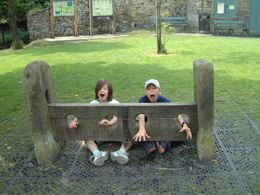 In the stocks at Eyam village