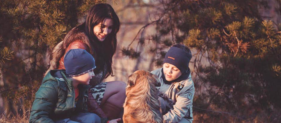 Family with a dog